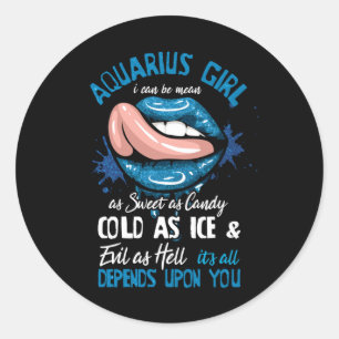 Adesivo Redondo Aquarius Girl Zodiac Horoscope