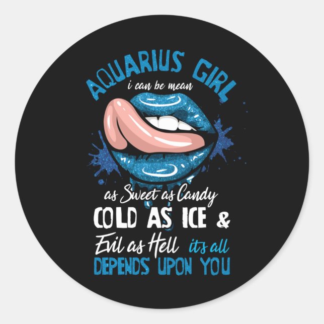 Adesivo Redondo Aquarius Girl Zodiac Horoscope (Frente)
