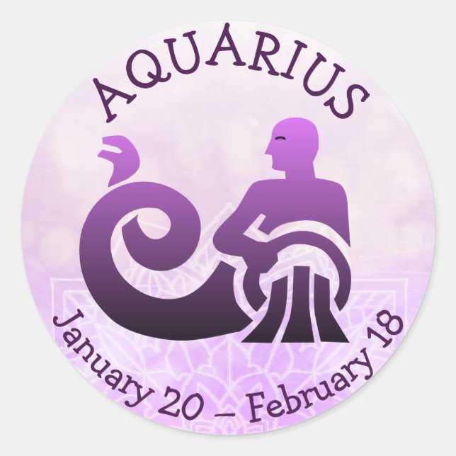 Adesivo Redondo Aquarius Horoscope Astrologia Símbolo Zodiac (Frente)