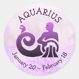 Adesivo Redondo Aquarius Horoscope Astrologia Símbolo Zodiac
