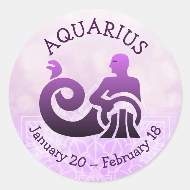 Adesivo Redondo Aquarius Horoscope Astrologia Símbolo Zodiac (Frente)