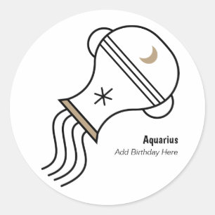 Adesivo Redondo Aquarius, o portador de água, personalizou o favo