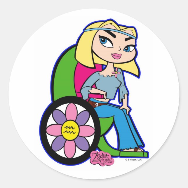 Adesivo Redondo Aquarius Stickers (Frente)