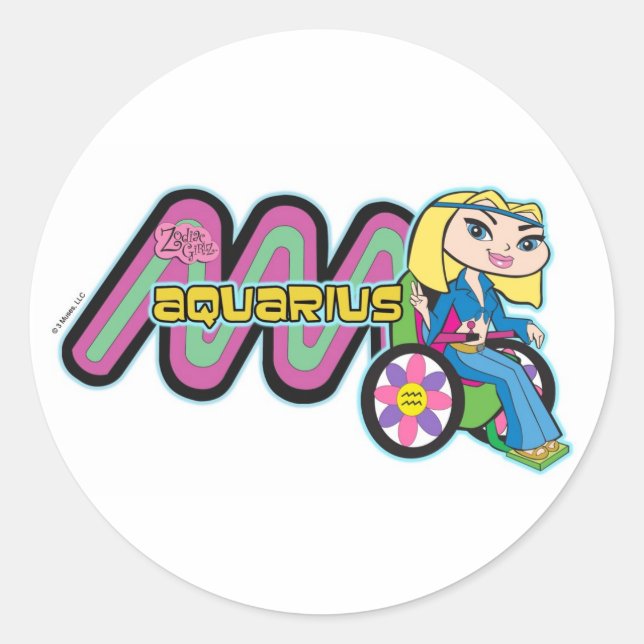 Adesivo Redondo Aquarius Stickers (Frente)