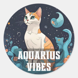 Adesivo Redondo Aquarius Zodiac Decal para Amantes de Astrologia