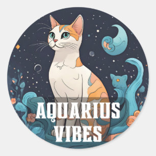 Adesivo Redondo Aquarius Zodiac Decal para Amantes de Astrologia