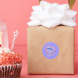 Adesivo Redondo Aquarius Zodiac Pastel Heart Cake