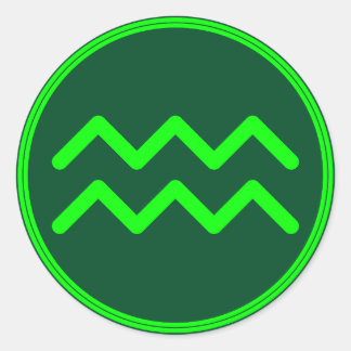 Adesivo Redondo Aquarius Zodiac Symbol Green Contrast