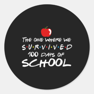 Adesivo Redondo Aquele Onde Sobrevivemos 100 Dias De Ensino Escola