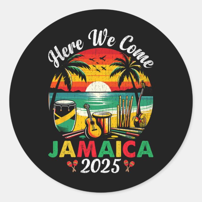 Adesivo Redondo Aqui Chegamos Jamaica 2025, Girls Trip Family Summ (Frente)