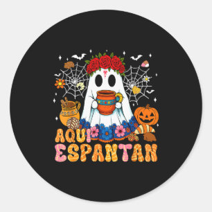 Adesivo Redondo Aqui Espantam Fantasmas Mexicanos Halloween Soky C