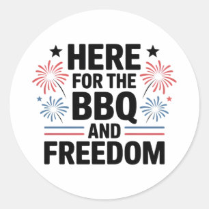 Adesivo Redondo Aqui para o churrasco e liberdade 4 de julho
