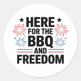 Adesivo Redondo Aqui para o churrasco e liberdade 4 de julho