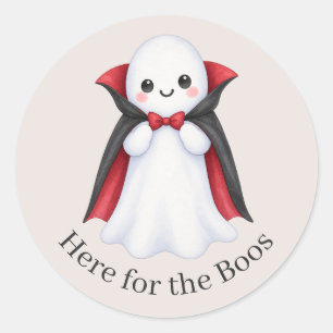 Adesivo Redondo Aqui para os Boos Fofa Vampira Fantasma Halloween