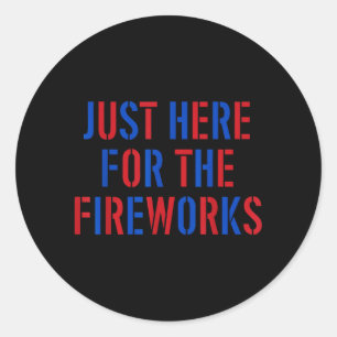 Adesivo Redondo Aqui Para Os Fogos De Artifício 4 De Julho EUA Eng