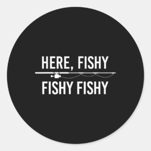 Adesivo Redondo Aqui Peixes Engraçados Engraçando Pai De Pesca Pes