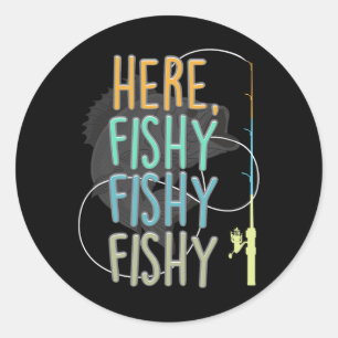 Adesivo Redondo Aqui Pescador Pesca Peixe Rod Pesca Sayi