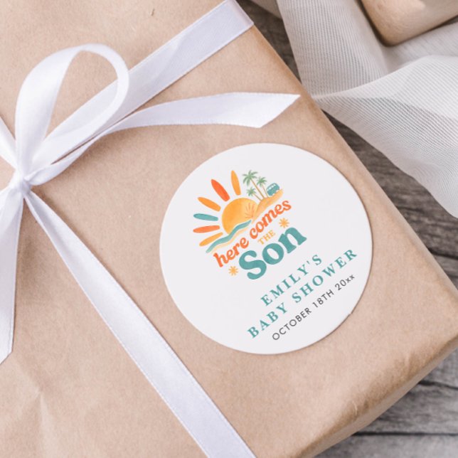 Adesivo Redondo Aqui Vem O Chá Filho Summer Baby Boy (Criador carregado)