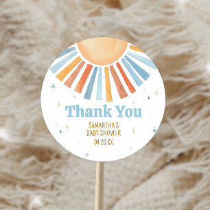 Adesivo Redondo Aqui Vem o Filho Chá de Bebê 