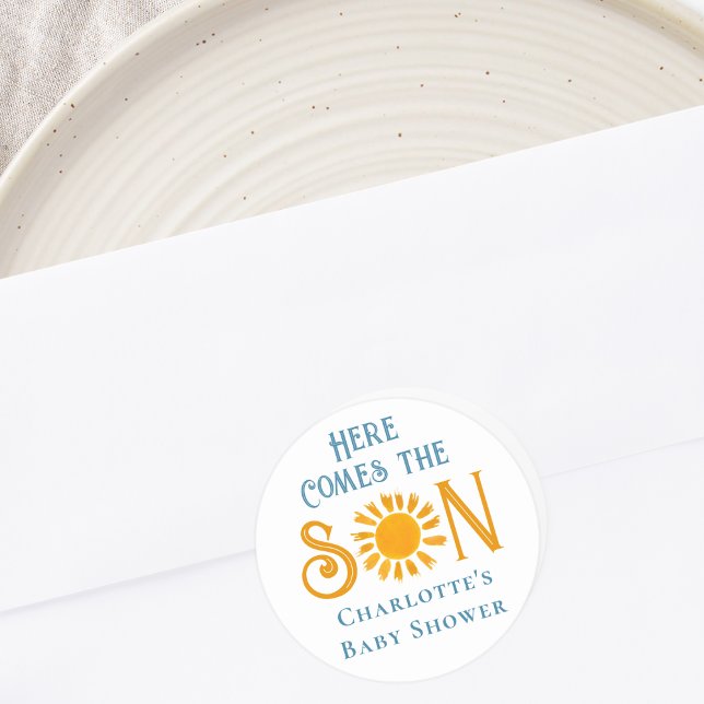 Adesivo Redondo Aqui Vem O Filho Chá de fraldas (Criador carregado)