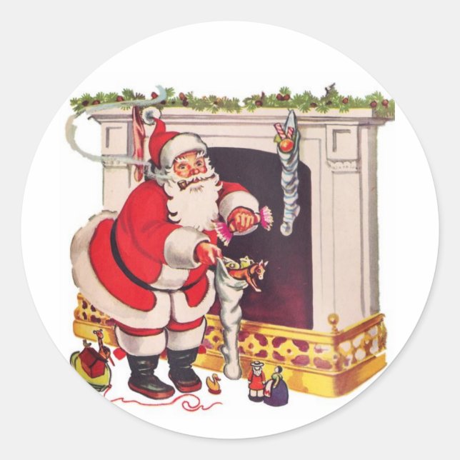Adesivo Redondo Aqui vem Santa Clause / Stickers (Frente)
