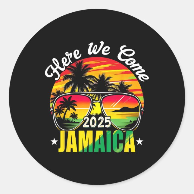 Adesivo Redondo Aqui Vemos Jamaica 2025 Férias Familiares Viagem M (Frente)