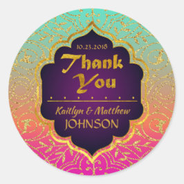 Adesivo Redondo Arabe Noites Bollywood Obrigado etiquetar