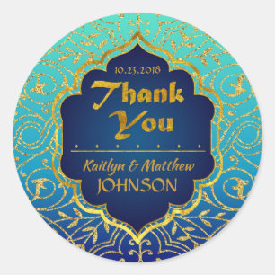 Adesivo Redondo Arabe Noites Bollywood Obrigado etiquetar