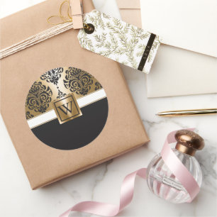 Adesivo Redondo Árabe Ouro e preto