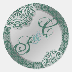 Adesivo Redondo Arábico Lace prateado, bastão de souvenir monogram