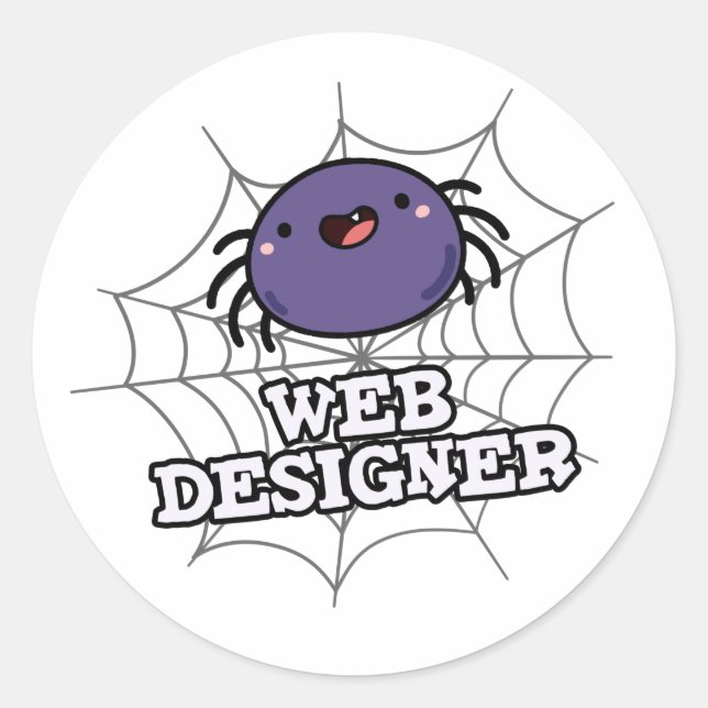 Adesivo Redondo Aranha-Aranha Engraçada do Web Designer (Frente)
