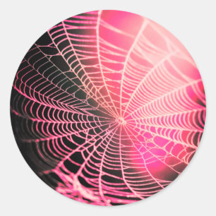 Adesivo Redondo Aranha-Aranha Preta-Rosa-Quente-Assustadora-Louca