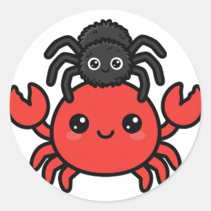 Adesivo Redondo Aranha Chapéu Caranguejo Halloween