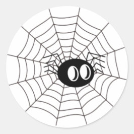 Adesivo Redondo Aranha de desenho animado fofa na teia