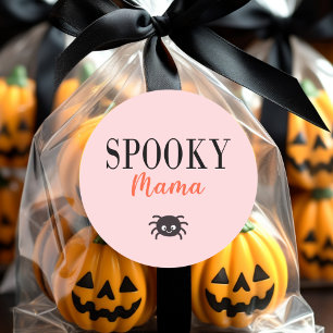 Adesivo Redondo Aranha de Halloween da Família Mama Cute Spooky