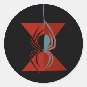 Adesivo Redondo Aranha de Hourglass Vermelha