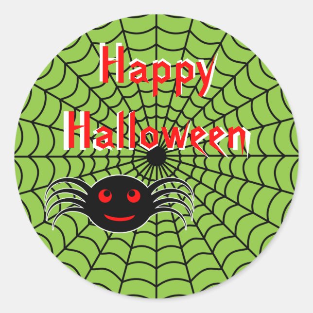 Adesivo Redondo Aranha Halloween e Web Stickers (Frente)