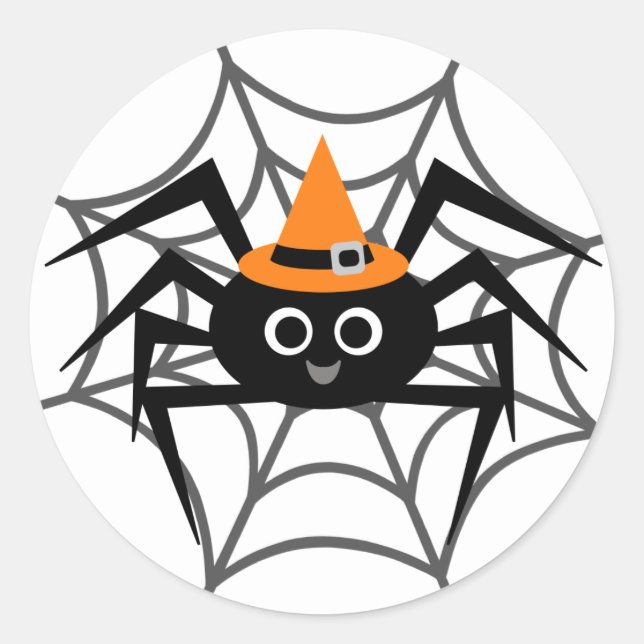 Adesivo Redondo Aranha Halloween em Camisetas e presentes na Web (Frente)