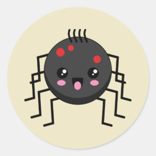 Adesivo Redondo Aranha Kawaii Cute