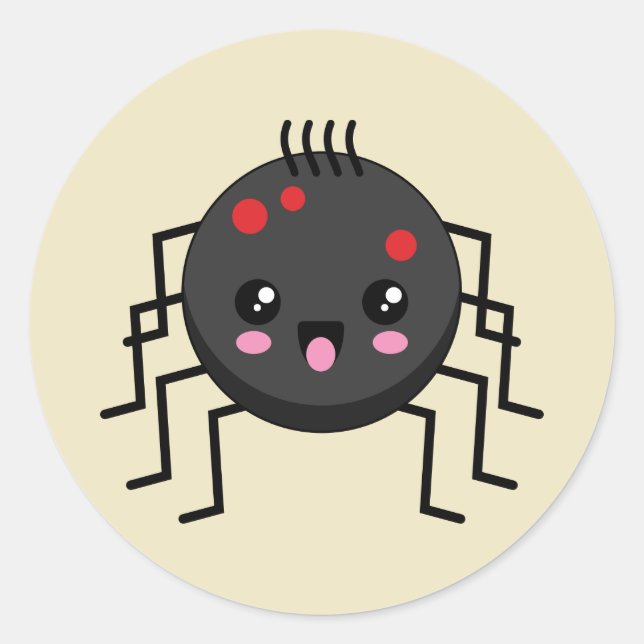 Adesivo Redondo Aranha Kawaii Cute (Frente)