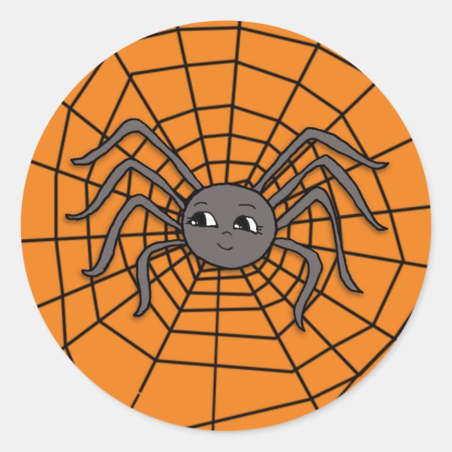 Adesivo Redondo Aranha no Spider Web Halloween Festa Spooky (Frente)