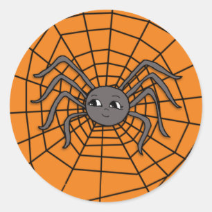 Adesivo Redondo Aranha no Spider Web Halloween Festa Spooky