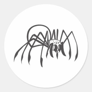 Adesivo Redondo Aranha séria da viúva negra em preto e branco