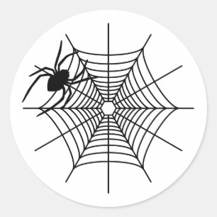 Adesivo Redondo Aranha Simples E Teia de Aranha no Halloween