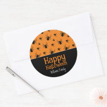 Aranhas Feliz Halloween Black Orange Personalizado