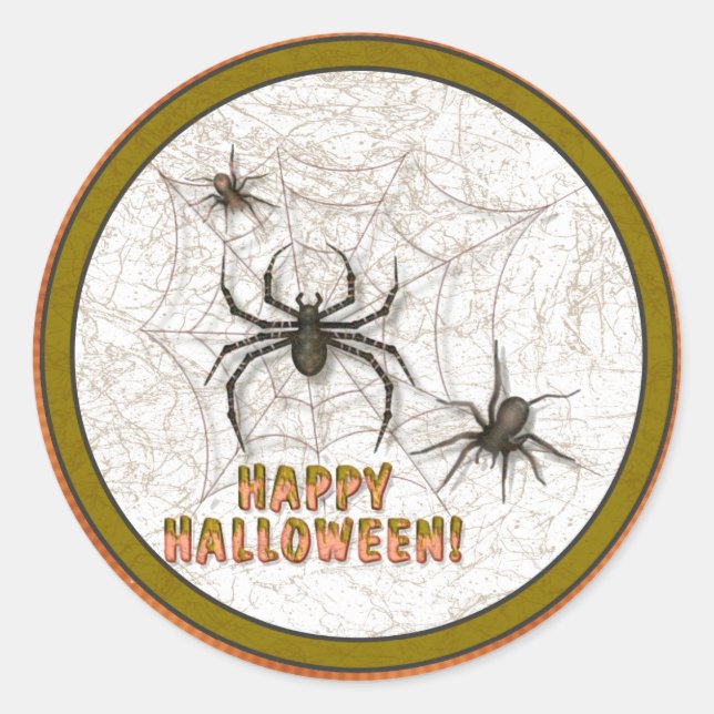 Adesivo Redondo Aranhas Halloween (Frente)
