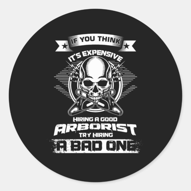 Adesivo Redondo Arboriculturista de tretas escalando a natureza (Frente)