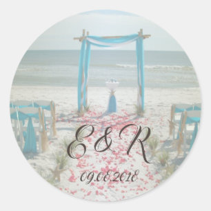 Adesivo Redondo Arbusto de Casamento na Praia