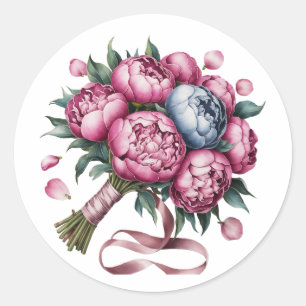 Adesivo Redondo Arca de Casamento com Cor de Água com Sangue Rosa 