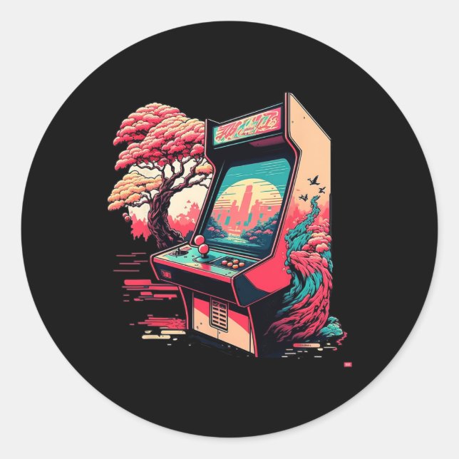 Adesivo Redondo Arcade de Jogo de Vídeo 1 (Frente)